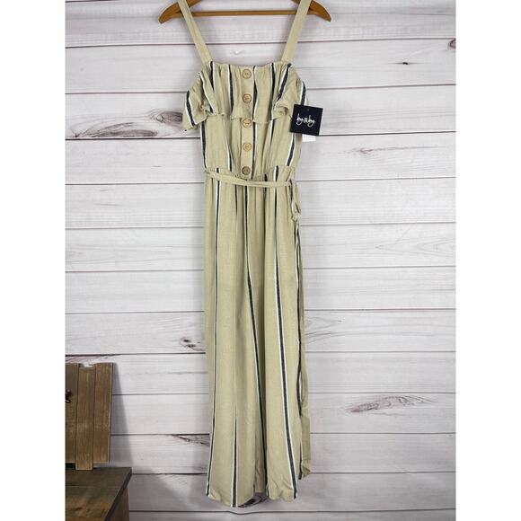 By & By Striped Jumpsuit Tan Beige NWT Size Women's Small - Picture 3 of 7